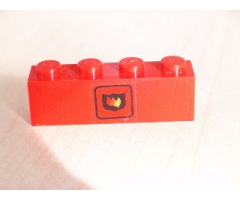 Brick 1 x 4 with Fire Logo Pattern (Sticker) - Set 6525