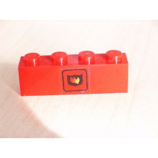 Brick 1 x 4 with Fire Logo Pattern (Sticker) - Set 6525