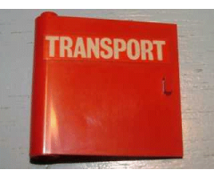 Door 1 x 5 x 4 Left with White 'TRANSPORT' on Red Background Pattern (Sticker) - Set 725-2