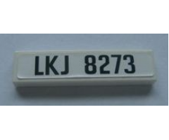 Tile 1 x 4 with Black 'LKJ 8273' on White Background Pattern (Sticker) - Set 8273