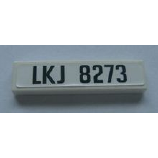 Tile 1 x 4 with Black 'LKJ 8273' on White Background Pattern (Sticker) - Set 8273