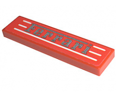 Tile 1 x 4 with Silver 'Ferrari' and White Stripes Pattern (Sticker) - Set 8671