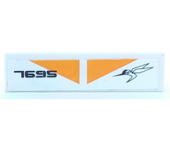 Tile 1 x 4 with Orange Triangles and '7695' Pattern (Sticker) - Set 7695
