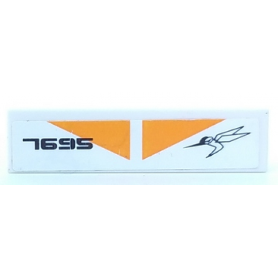 Tile 1 x 4 with Orange Triangles and '7695' Pattern (Sticker) - Set 7695