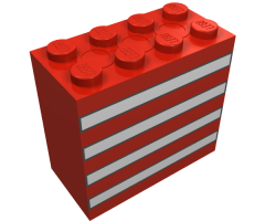 Brick 2 x 4 x 3 with Black Outlined White Stripes Pattern