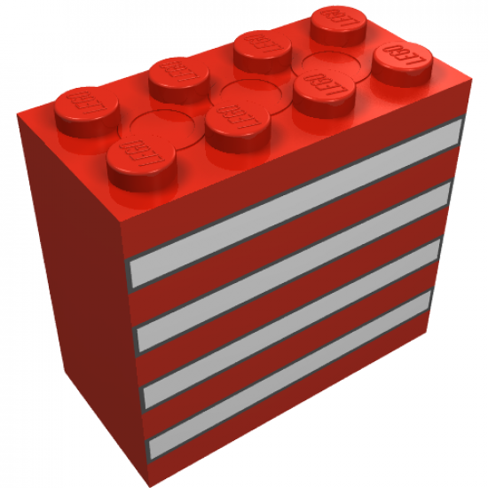 Brick 2 x 4 x 3 with Black Outlined White Stripes Pattern
