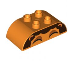 Duplo, Brick 2 x 4 Curved Top with Lion Mane and Eyebrows Pattern