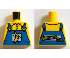 Torso Overalls Blue with Running Banana and 'Banana Co.' on Reverse Pattern