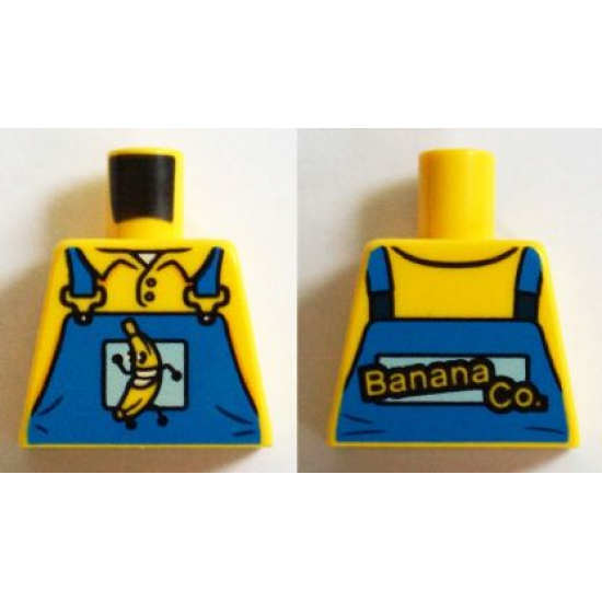 Torso Overalls Blue with Running Banana and 'Banana Co.' on Reverse Pattern