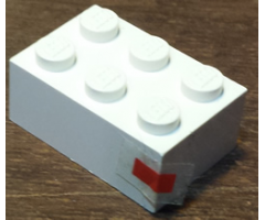 Brick 2 x 3 with Red Rectangle Pattern (Sticker) - Set 1650-1