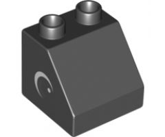 Duplo, Brick 2 x 2 x 1 1/2 Slope 45 with Eye with White Spot and Curve Pattern on Both Sides