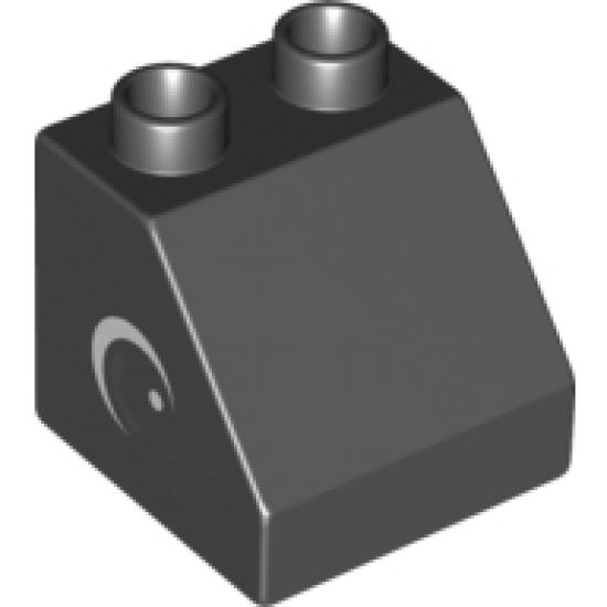 Duplo, Brick 2 x 2 x 1 1/2 Slope 45 with Eye with White Spot and Curve Pattern on Both Sides