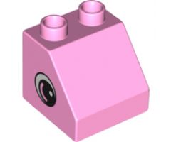 Duplo, Brick 2 x 2 x 1 1/2 Slope 45 with Eye with White Spot and Curve Pattern on Both Sides