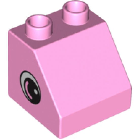 Duplo, Brick 2 x 2 x 1 1/2 Slope 45 with Eye with White Spot and Curve Pattern on Both Sides