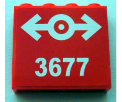 Panel 1 x 4 x 3 with Side Supports - Hollow Studs with Train Logo White and '3677' Pattern (Sticker) - Set 3677