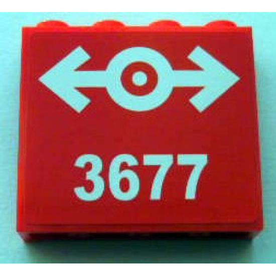 Panel 1 x 4 x 3 with Side Supports - Hollow Studs with Train Logo White and '3677' Pattern (Sticker) - Set 3677