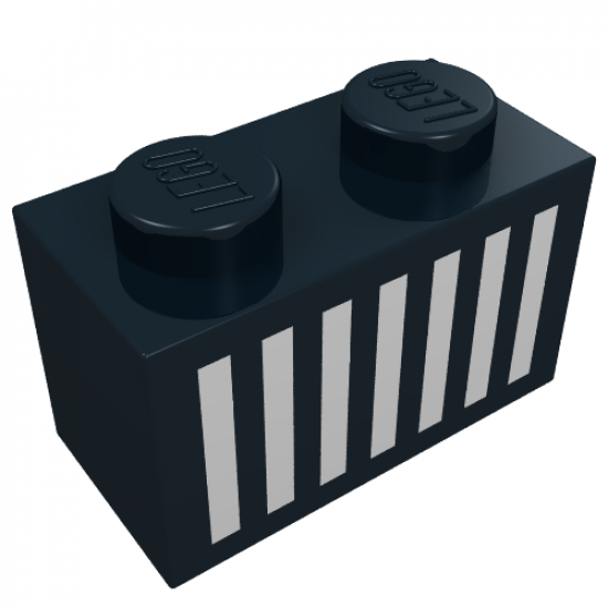 Brick 1 x 2 with White Grille Pattern