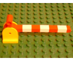Duplo, Train Crossing Gate Base with Red Duplo, Train Crossing Gate Crossbar with Large Handle with White Stripes Pattern