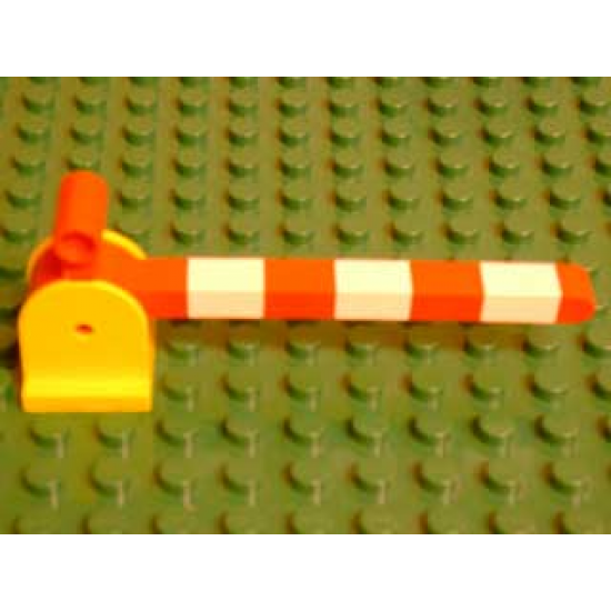 Duplo, Train Crossing Gate Base with Red Duplo, Train Crossing Gate Crossbar with Large Handle with White Stripes Pattern