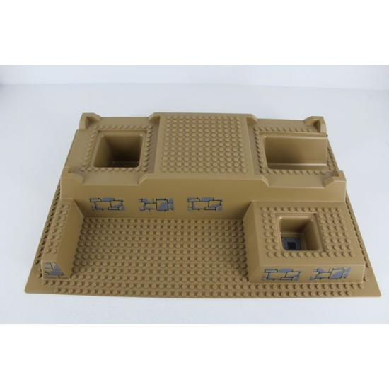Baseplate, Raised 32 x 48 x 6 with Level Front with Stone Pattern on Four Sides and Pit Pattern (21 Stickers) - Set 7627-1