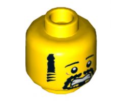 Minifigure, Head Black Eyebrows, Sideburns and Goatee, Scared Pattern - Hollow Stud