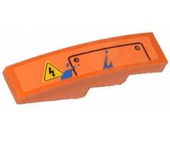 Slope, Curved 4 x 1 with Electricity Danger Sign, Hatch and Blue Paint Spots Pattern Model Left Side (Sticker) - Set 70808