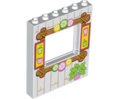 Panel 1 x 6 x 6 with Window with Wood Frame with Drinks, Citrus Fruits and Potted Plant Pattern