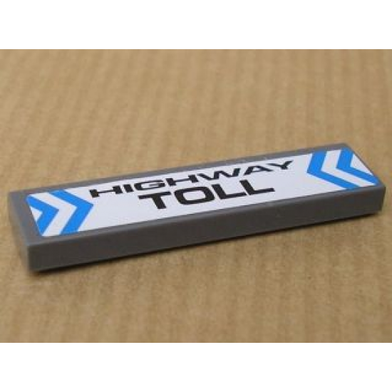 Tile 1 x 4 with 'HIGHWAY TOLL' and Blue Chevrons Pattern (Sticker) - Set 8147