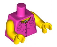 Torso Female Shirt, Heart Necklace Pattern / Yellow Arms / Yellow Hands