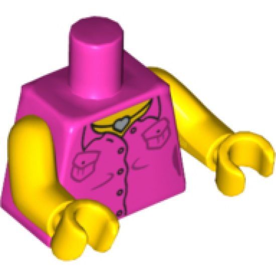 Torso Female Shirt, Heart Necklace Pattern / Yellow Arms / Yellow Hands