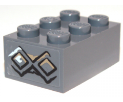 Brick 2 x 3 with Diamond Bricks with White Highlights on One Diamond Pattern on End (Sticker) - Set 9473