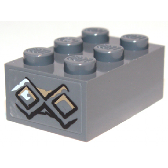 Brick 2 x 3 with Diamond Bricks with White Highlights on One Diamond Pattern on End (Sticker) - Set 9473