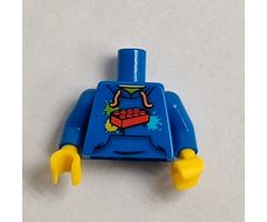 Torso Hooded Sweatshirt with Blue Pocket, Drawstring and Red Brick Pattern / Blue Arms / Yellow Hands