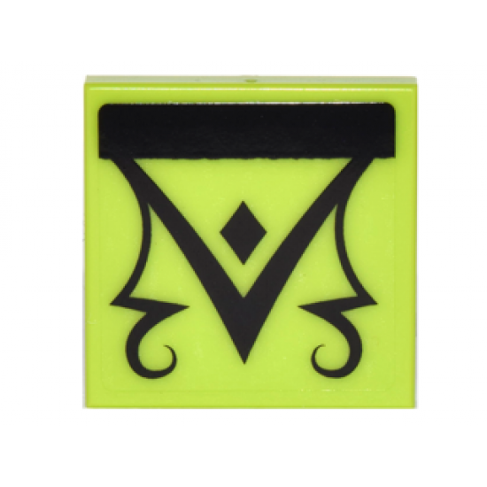 Tile 2 x 2 with Black Triangle, Diamond and Scrollwork Pattern (Sticker) - Set 41179