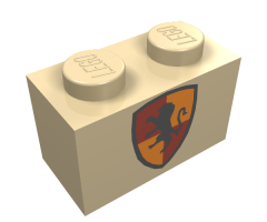 Brick 1 x 2 with HP Gryffindor Shield Pattern