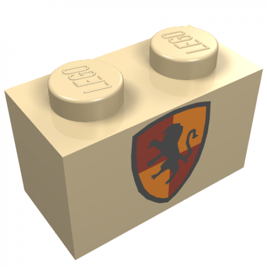 Brick 1 x 2 with HP Gryffindor Shield Pattern