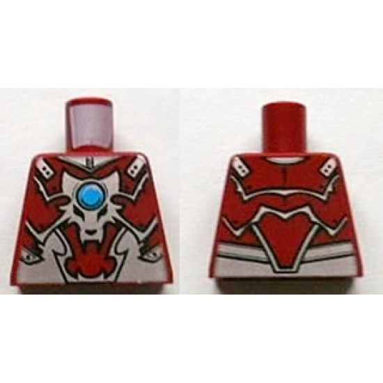 Torso Armor Vest with Silver Wolf Head and Dark Azure Round Jewel (Chi) Pattern