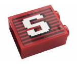 Brick 1 x 2 x 2 with Inside Stud Holder with Gray Stripes and White Letter 'S' Pattern (Sticker) - 10272