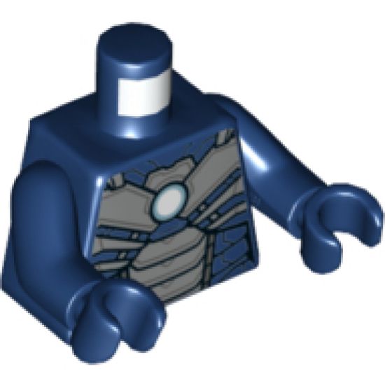 Torso Armor, Silver Plates and Metallic Blue Circle Arc Reactor Pattern / Dark Blue Arms / Dark Blue Hands