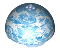 Cylinder Hemisphere 11 x 11, Studs on Top with Endor Blue / White Planet Pattern (75010)