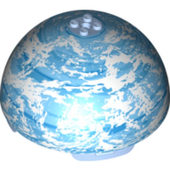 Cylinder Hemisphere 11 x 11, Studs on Top with Endor Blue / White Planet Pattern (75010)