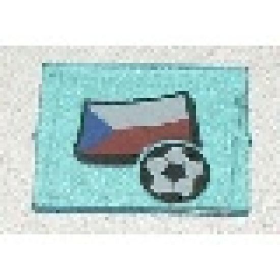Glass for Window 1 x 4 x 3 with Flag of Czech Republic and Soccer Ball Pattern (Sticker) - Set 3404