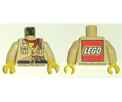 Torso Adventurers Desert Safari Shirt, Yellow Neck, Red Bandana, Gun - LEGO Logo on Back Pattern / Tan Arms / Yellow Hands