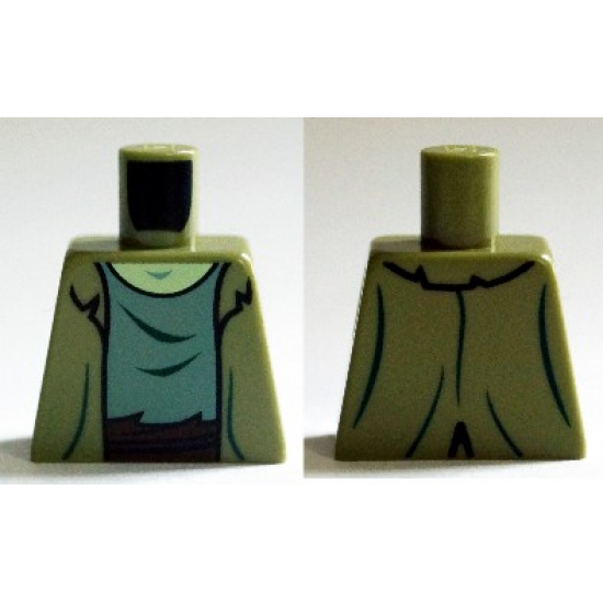 Torso Jacket Ragged with Sand Green T-Shirt with Reddish Brown Waist Sash Pattern (Zombie)