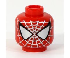 Minifigure, Head Alien with Spider-Man Silver Web Pattern - Blocked Open Stud