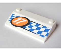 Slope 33 3 x 6 without Inner Walls with White '17' in Orange Circle and Blue Checkered Pattern (Sticker) - Set 60005