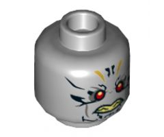 Minifigure, Head Dual Sided Alien with Red Eyes, Gold and Black Tattoos, Neutral / Faint Smile Pattern - Hollow Stud