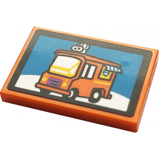 Tile 2 x 3 with Orange Van Pattern (Sticker) - Set 21324