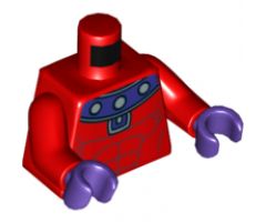 Torso Muscles Outline with Dark Purple and Silver Collar Pattern / Red Arms / Dark Purple Hands