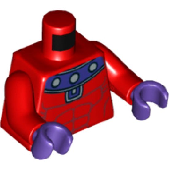 Torso Muscles Outline with Dark Purple and Silver Collar Pattern / Red Arms / Dark Purple Hands